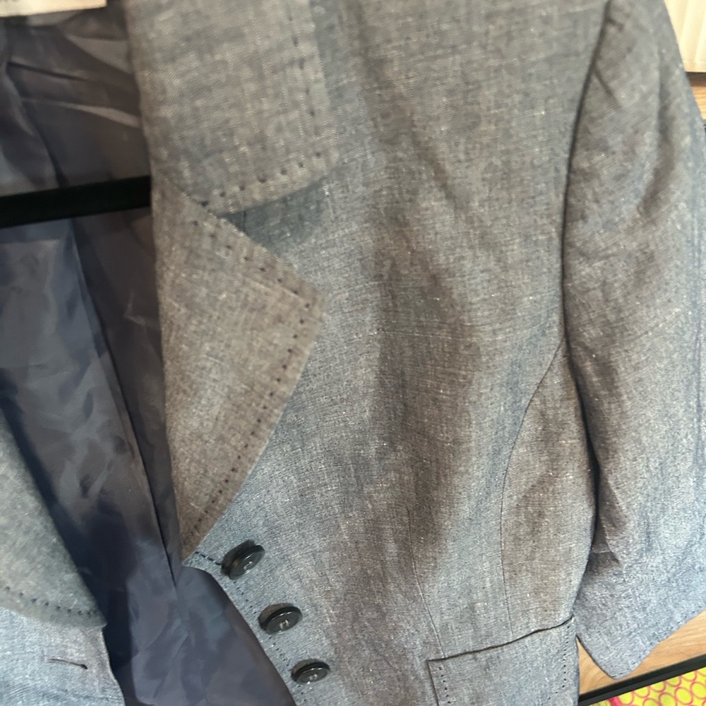 Tahari Blue ( denim like color) Women's Suit Jacket with skirt - Picture 3 of 7